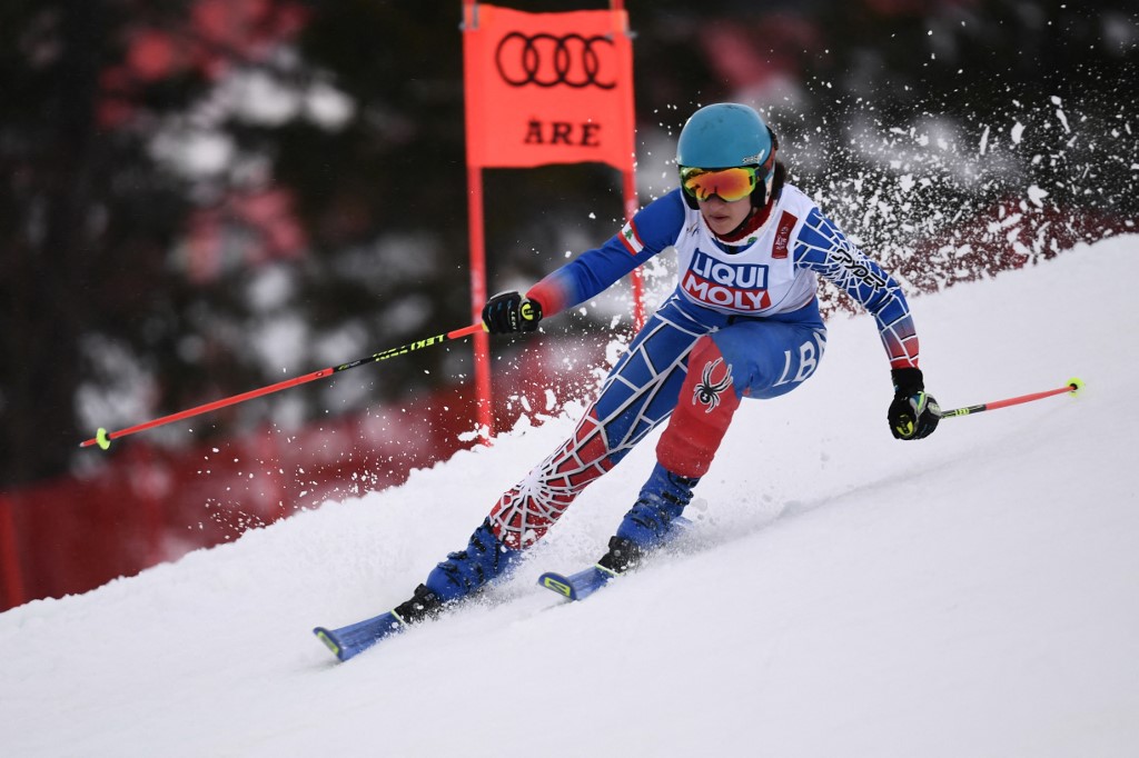 Manon Ouaiss participe à l'épreuve de slalom géant féminin aux Championnats du monde de ski alpin FIS 2019 à la National Arena d'Are, en Suède, le 14 février 2019. (Photo, AFP)