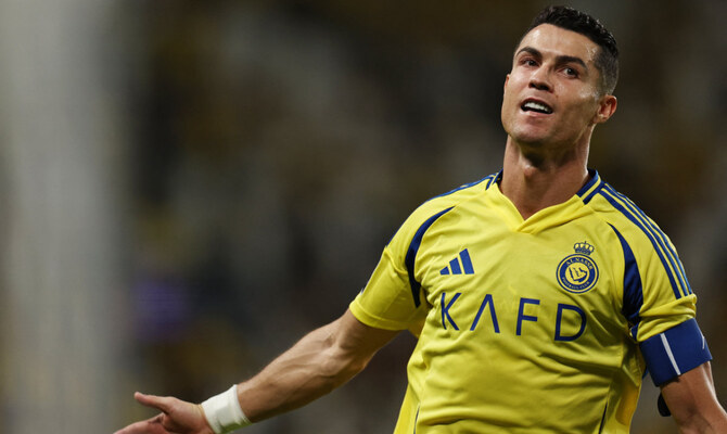 Cristiano Ronaldo, joueur d'Al-Nassr, célèbre son deuxième but. (Reuters)