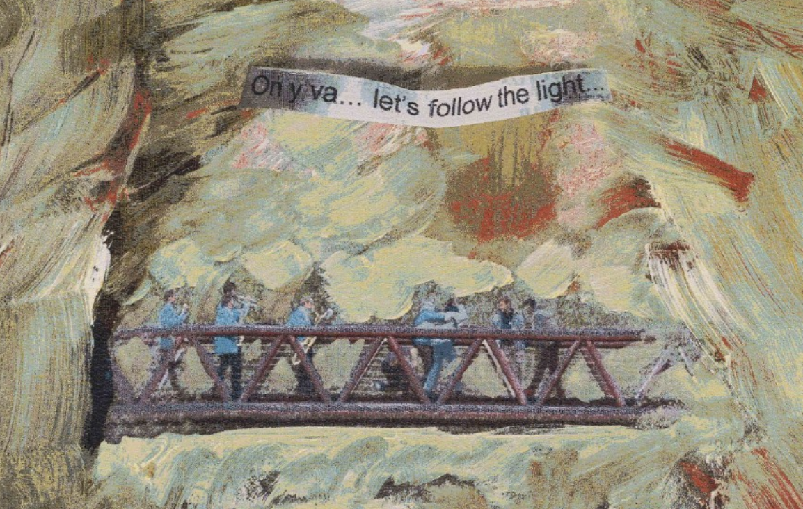 Laure Prouvost, On y va, suivons la lumière, 2020 Tapisserie, fil, 153 x 250,5 cm (Galerie Nathalie Obadia)