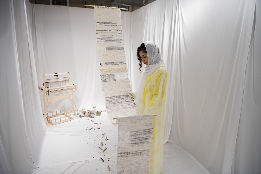 L’oeuvre Through the Earth I Come Back Home (2021) de Hana Almilli, dans le cadre du programme de résidence de Masaha, lors de la Misk Art Week. (Omar al-Tamimi)