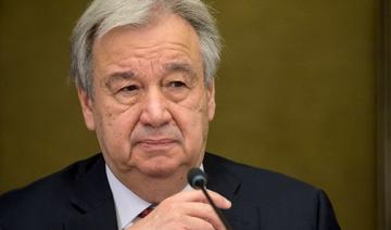 Le secrétaire général de l'ONU, Antonio Guterres, assiste à une conférence de presse à la fin d'une réunion 5+1 sur Chypre, le 29 avril 2021 (Photo, AFP)