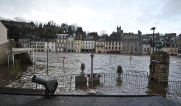 Finistère: la Laïta en crue, Quimperlé en partie inondé