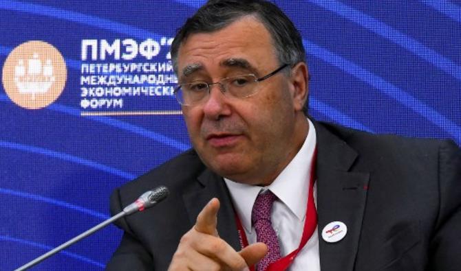 Le directeur général de Total Patrick Pouyanné lors d’une session du Forum économique international de Saint-Pétersbourg (SPIEF) à Saint-Pétersbourg le 3 juin 2021(Olga Maltève/AFP)