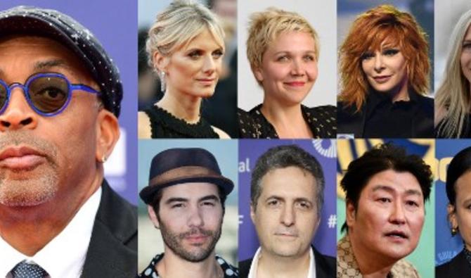 Cette combinaison d'images d'archives créée le 24 juin 2021 (de haut en bas, de g à d)) montre le Jury du 74e Festival de Cannes, comprenant le réalisateur américain Spike Lee, l'actrice et réalisatrice française Melanie Laurent, l'actrice américaine Maggie Gyllenhaal, la chanteuse française Mylene Farmer, la réalisatrice autrichienne Jessica Hausner, l'acteur français Tahar Rahim, le réalisateur brésilien Kleber Mendonca Filho, l'acteur sud-coréen Song Kang-ho et le réalisateur français Mati Diop. Autour d