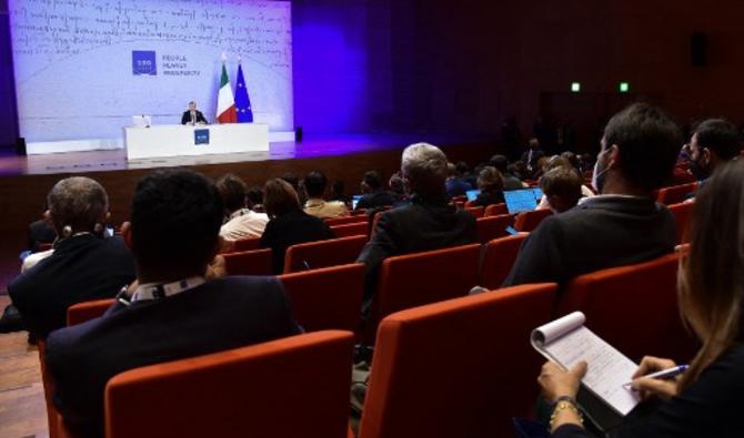 Le Premier ministre italien, Mario Draghi, s'adresse à une conférence de presse à l'issue du sommet du G20 des dirigeants mondiaux, le 31 octobre 2021 (Photo, AFP)