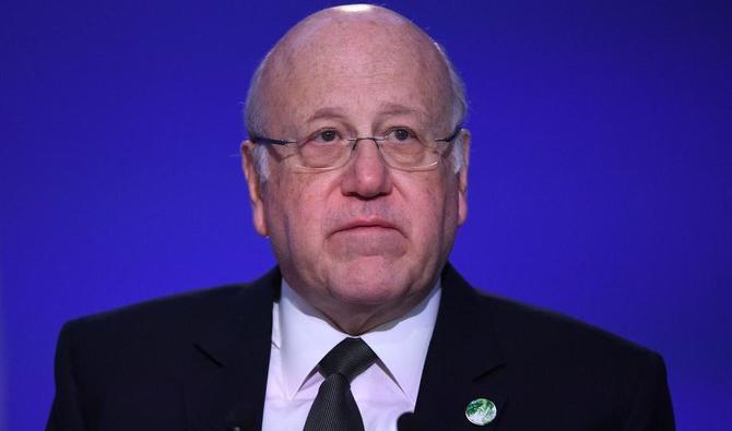 Le Premier ministre libanais, Najib Mikati, faisant une déclaration lors de la deuxième journée du Sommet des Nations unies sur le climat COP26 à Glasgow, le 2 novembre 2021. (Photo, AFP) 