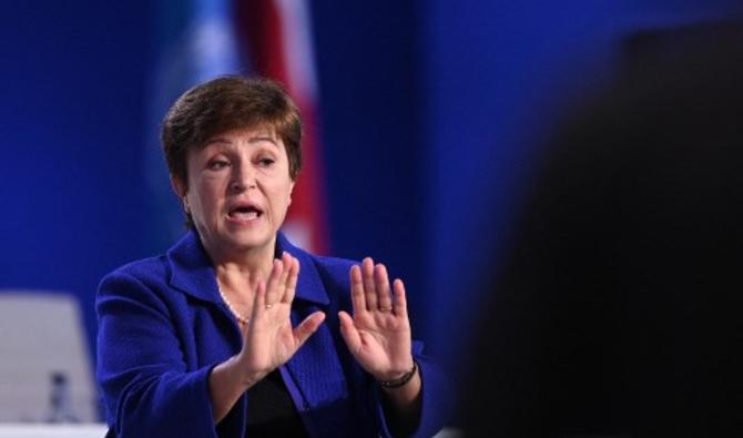 La directrice générale du FMI, Kristalina Georgieva, s'exprime lors d'une table ronde lors du Sommet des Nations Unies sur le climat COP26 à Glasgow le 3 novembre 2021. (Photo, AFP)