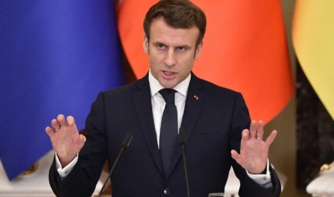 Le président français Emmanuel Macron lors d'une conférence de presse conjointe avec le président ukrainien à l'issue de leur rencontre à Kiev, le 8 février 2022. (Photo, AFP)