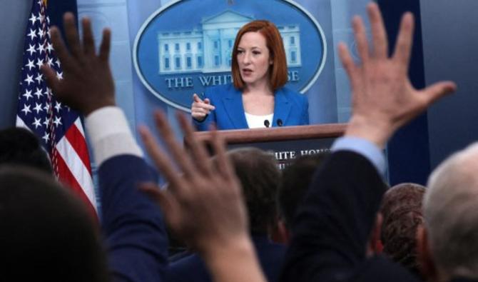 La porte-parole de la Maison Blanche, Jen Psaki, répond aux questions lors d'un point de presse quotidien de la Maison Blanche, le 21 mars 2022. (Photo, AFP)