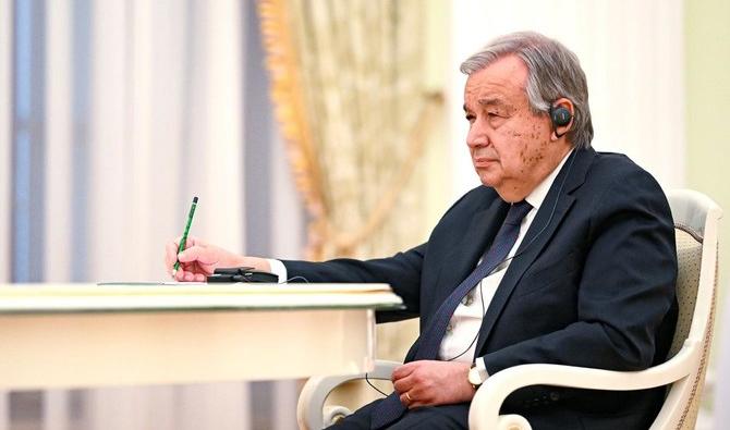 « Je suis arrivé en Ukraine après m'être rendu à Moscou », a écrit le secrétaire général des Nations unies Antonio Guterres, indiquant vouloir « poursuivre notre travail pour étendre le soutien humanitaire et assurer l'évacuation des civils des zones de combat ». (Photo, AP) 