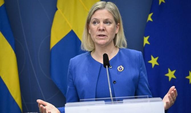 La Première ministre suédoise Magdalena Andersson au cours d'une conférence de presse, le 16 mai 2022. (Photo, AFP)