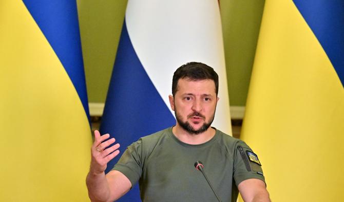 Le président ukrainien Volodymyr Zelensky lors d'une conférence de presse avec le Premier ministre néerlandais, à la suite de pourparlers à Kyiv, le 11 juillet 2022. (Photo, AFP)