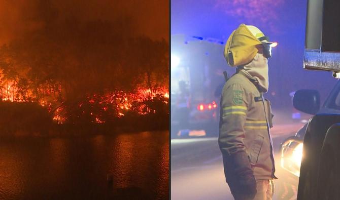 Les pompiers se battent pour éteindre le feu de forêt dans le parc naturel de la Serra da Estrela, déclaré maîtrisé la semaine dernière dans le centre du Portugal, qui s'est à nouveau embrasé, mobilisant mardi plus d'un millier de pompiers et une dizaine de moyens aériens, selon la protection civile. (Photo, AFP)