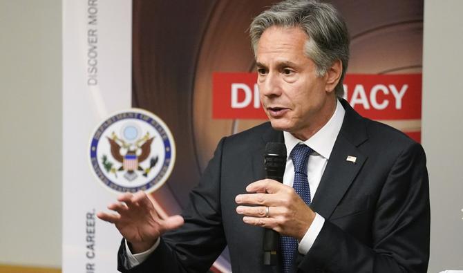 Le secrétaire d'État américain Antony Blinken prend la parole lors d'une conversation sur les carrières du département d'État à l'Université Purdue, le 13 septembre 2022, à West Lafayette, Indiana. (Photo, AFP)