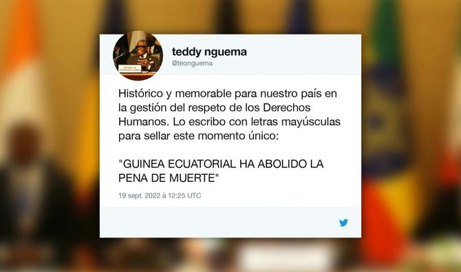 Le vice-président de la Guinée équatoriale Teodoro Nguema Obiang Mangue annonce sur Twitter l'abolition de la peine de mort dans ce petit pays pétrolier d'Afrique centrale, parmi les plus fermés et au régime les plus autoritaires au monde. (Photo, AFP)