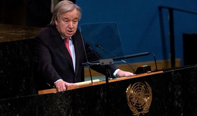 Le Secrétaire général des Nations Unies, Antonio Guterres, s'adresse à la 77e session de l'Assemblée générale des Nations Unies au siège des Nations Unies à New York, le 20 septembre 2022. (Photo, AFP)