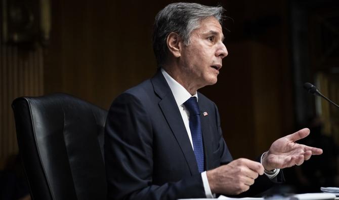 Le secrétaire d'État américain Antony Blinken témoigne lors d'une audience du Sénat sur les relations étrangères pour examiner le retrait des États-Unis d'Afghanistan, le 14 février 2021, à Washington, DC. (Photo, Archives, AFP)