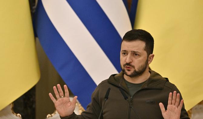  Le président ukrainien Volodymyr Zelensky lors d'une conférence de presse conjointe à Kiev avec son homologue grecque Katerina Sakellaropoulou, le 3 novembre 2022. (Photo, AFP)