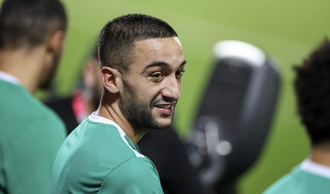 Le milieu de terrain marocain Hakim Ziyech assiste à une séance d'entraînement au Al Duhail SC à Doha, le 19 novembre 2022. (Photo, AFP)