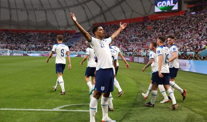 Jude Bellingham célèbre le premier but de son équipe lors du match de football du groupe B de la Coupe du monde Qatar 2022 entre l'Angleterre et l'Iran au stade international Khalifa de Doha, le 21 novembre 2022. (Photo, AFP)