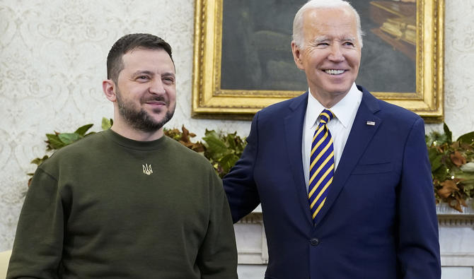 Le président américain Joe Biden accueille le président ukrainien Volodymyr Zelensky à la Maison Blanche, le 21 décembre 2022 à Washington, DC. (Photo, AFP)