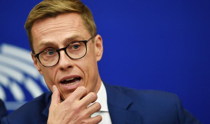 Le candidat à la présidence de la Finlande Alexander Stubb assiste à une conférence de presse au Parlement européen, le 2 octobre 2018 à Strasbourg. (Photo de Frederick Florin AFP)