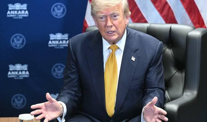 Le président américain Donald Trump s'exprime lors d'une rencontre avec le secrétaire général de l'Otan, en marge du sommet de l'Alliance à Ankara, le 8 juillet 2026. (AFP)